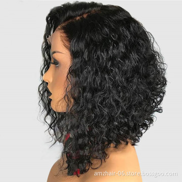 Transparent Glueless Lace Frontal Bob Wig Afro Kinky Curly Raw Indian Virgin Human Hair Extension Hd Full Lace Front Wig Vendor